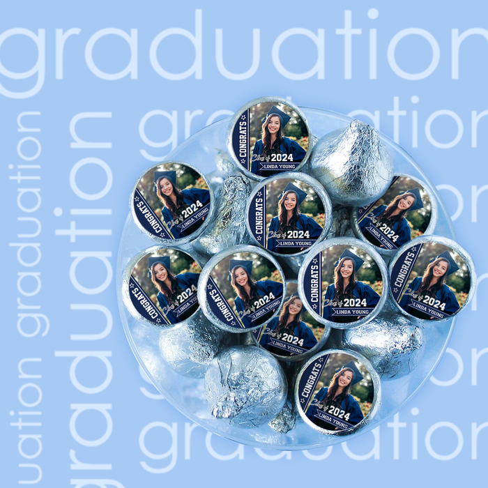 Personalized Graduation Candy Stickers - Congrats Class Of 2024 Graduation Labels & Party Supply