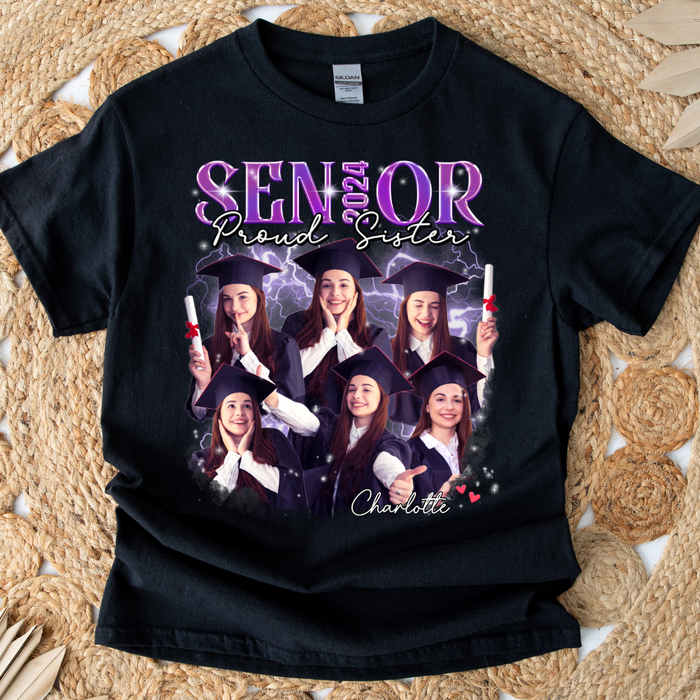 Personalized T-shirt - Graduation Gift - Retro 90s Proud Family Of 2024 Senior Keepsake Gift