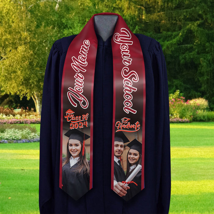 Personalized 2 Photos Mixed Colors Class of 2024 Photo Stoles/ Sash, Graduation Gift