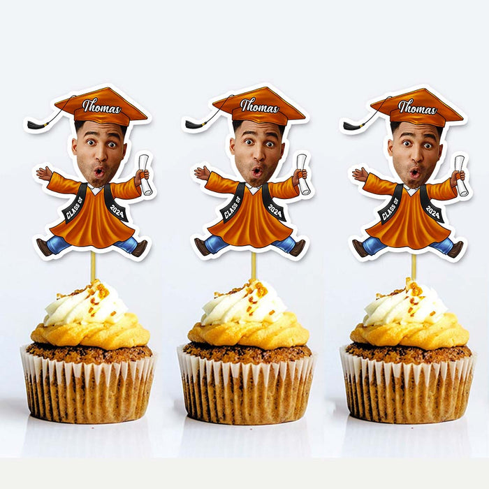 Custom Graduation Party Face Cupcake Toppers, Graduation Decorations, Physical Product