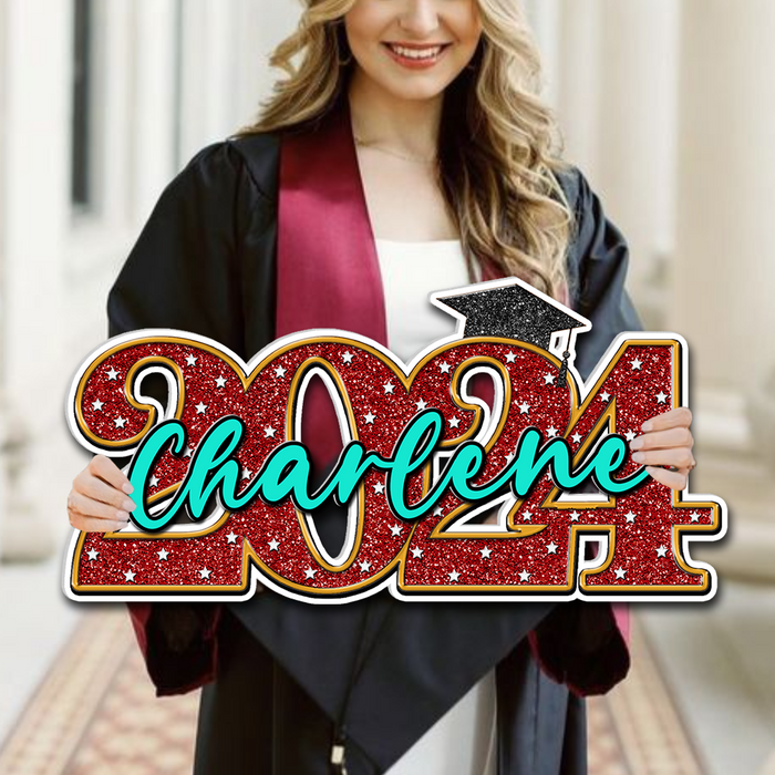 Personalized Graduation Name Sign - Graduation Gift - 2024 Graduation Glitter Decorations
