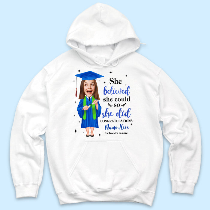 Personalized She Believed She Could Senior Class Of 2024 Graduation T-shirt, Grad Gift