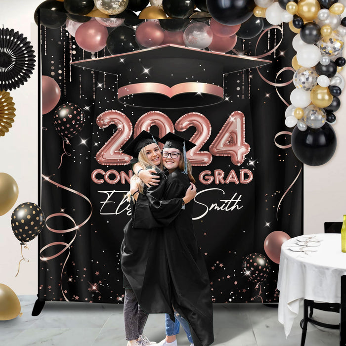 Custom Balloon Style Congrats Class Of 2024 Graduation Backdrop, Graduation Party Decorations