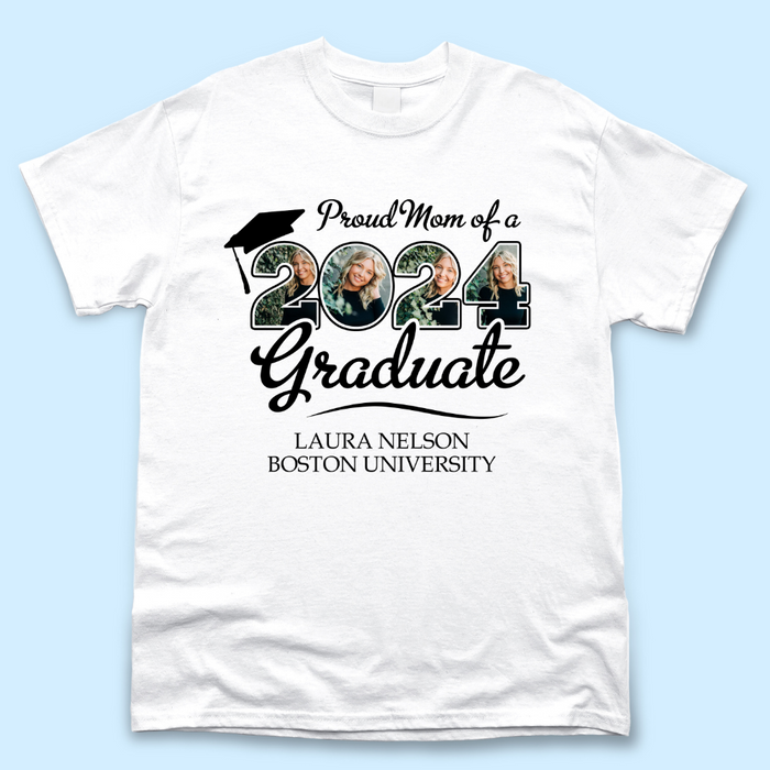 Custom Proud Family Of A 2024 Graduate Shirt With 4 Images, Graduation Apparel
