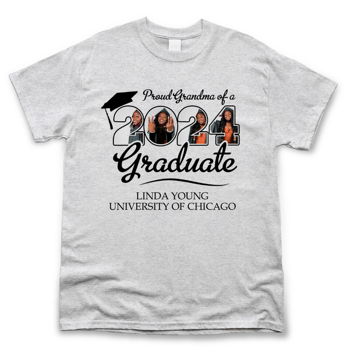 Custom Proud Family Of A 2024 Graduate Shirt With 4 Images, Graduation Apparel