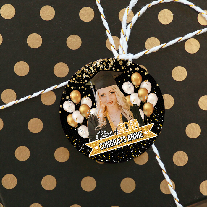 Personalized Perforated Roll Stickers - Graduation Labels & Party Supply - Balloon Congrats Class Of 2024
