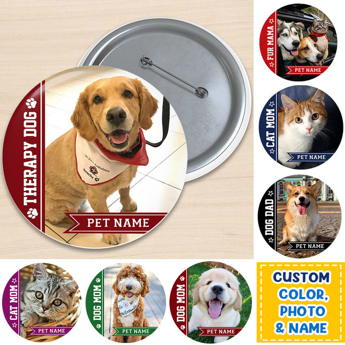 Personalized Dog Mom Dog Dad Button Badge, Pet Lovers Gift