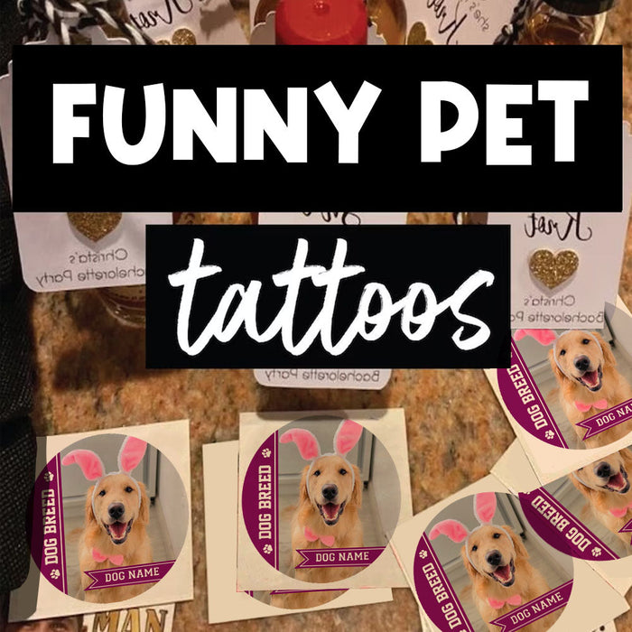 Personalized Therapy Pet Photo Temporary Tattoos, Gift For Dog cat Lovers