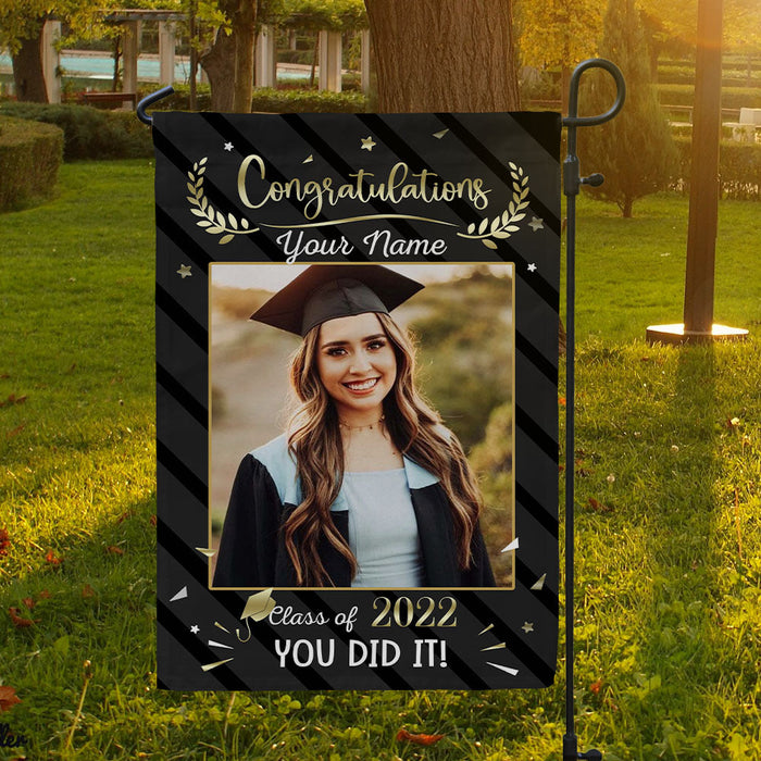 Congratulations You Did It Graduation Garden Flag: With Photo