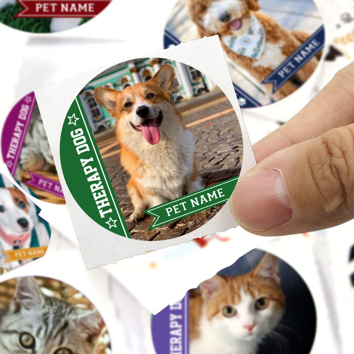 Personalized Dog Photo Perforated Roll Stickers, Dog Cat Belongings Labels