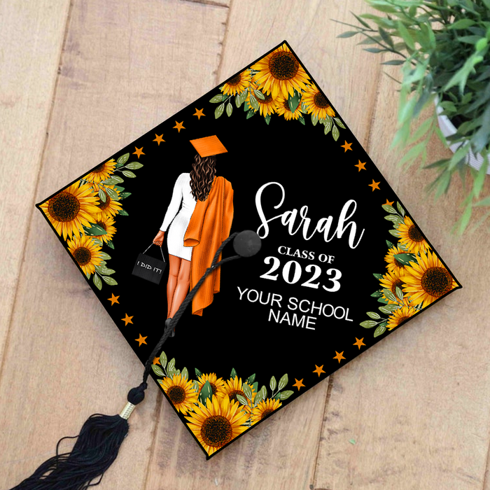 Personalized I Did It Floral Cap Topper, 2024 Graduation Keepsake Gift