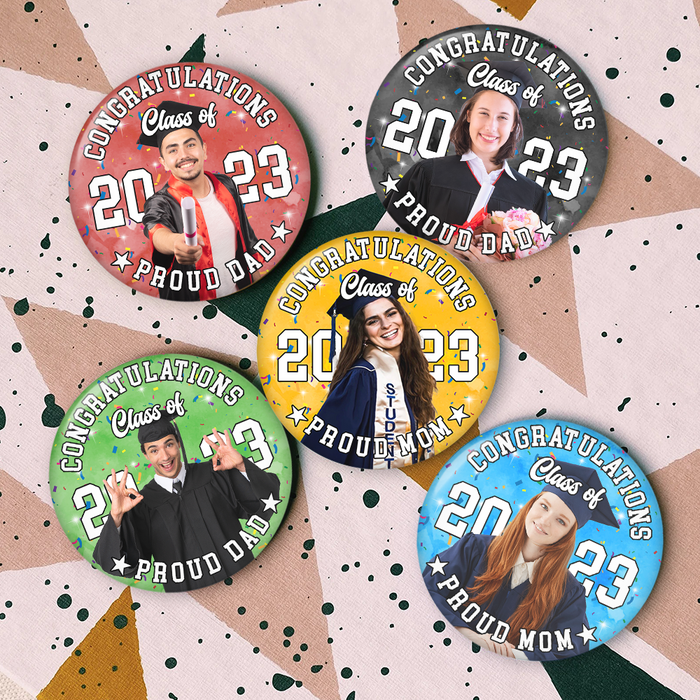 Personalized Proud Family Senior 2024 Photo Pin Button Badge, Graduation Gift