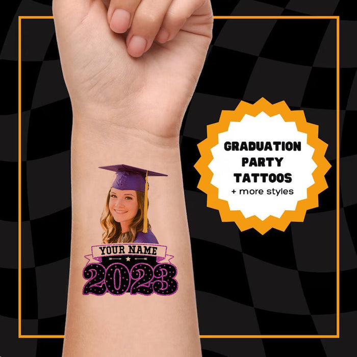 Custom Face Photo Graduation 2024 Glitter Graduation Party Tattoos, Graduation Decorations