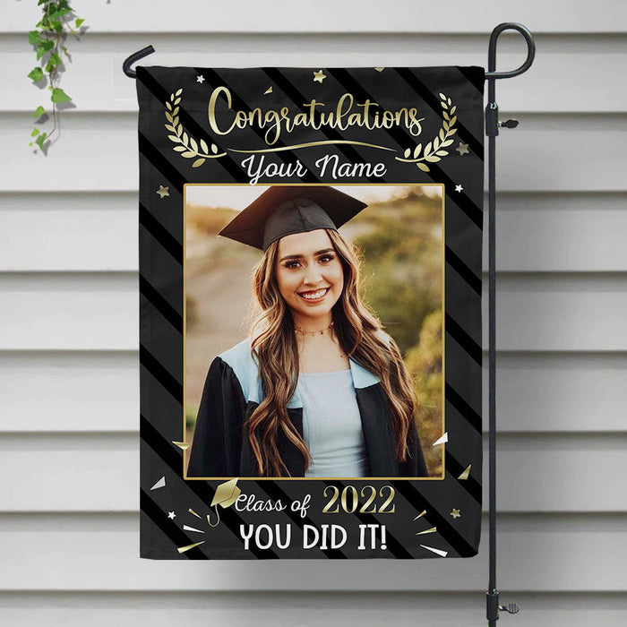 Congratulations You Did It Graduation Garden Flag: With Photo