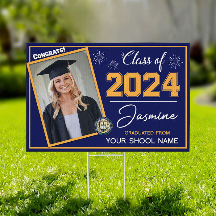 Custom Picture Class Of 2024 Graduation Lawn Sign, Graduation Decorations