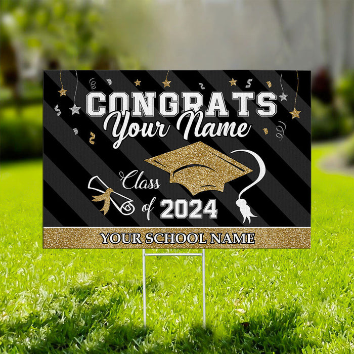 Custom 2024 Graduation Lawn Sign with Stake - Graduation Gift