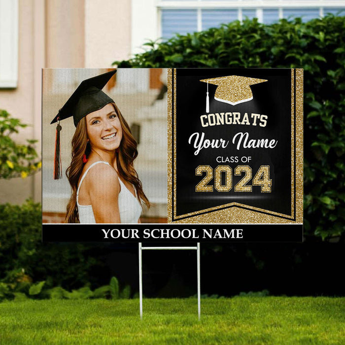 Custom Photo Graduation Lawn Sign With Stake, Graduation Decoration Gift