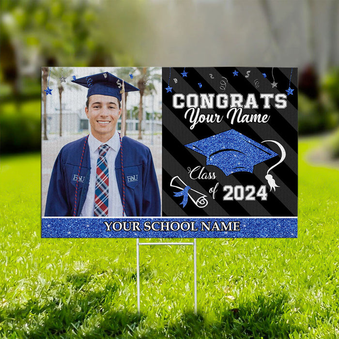 Custom Congrats Class Of 2024 Graduation Lawn Sign With Stake, Graduation Gift
