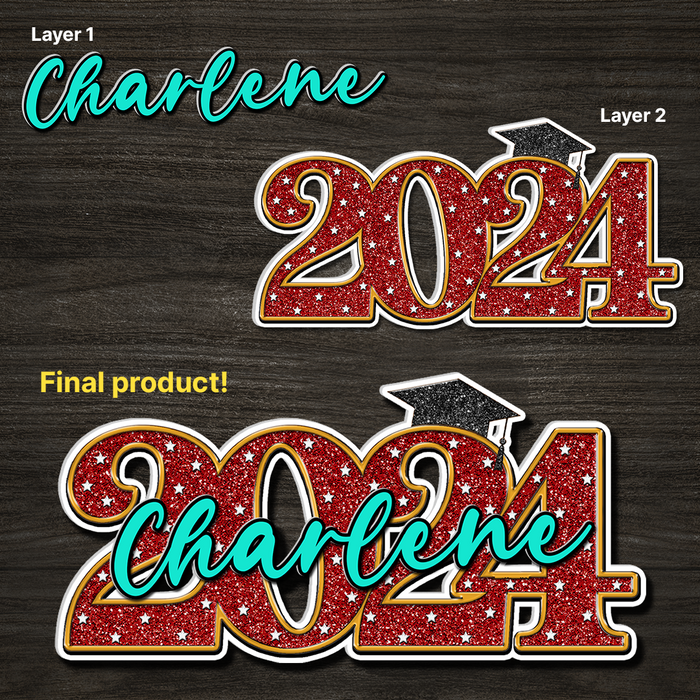 Personalized Graduation Name Sign - Graduation Gift - 2024 Graduation Glitter Decorations