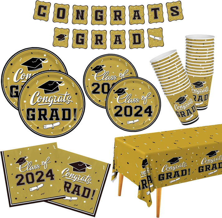 2024 Graduation Party Supplies Multicolor Graduation Party Dinnerware Set