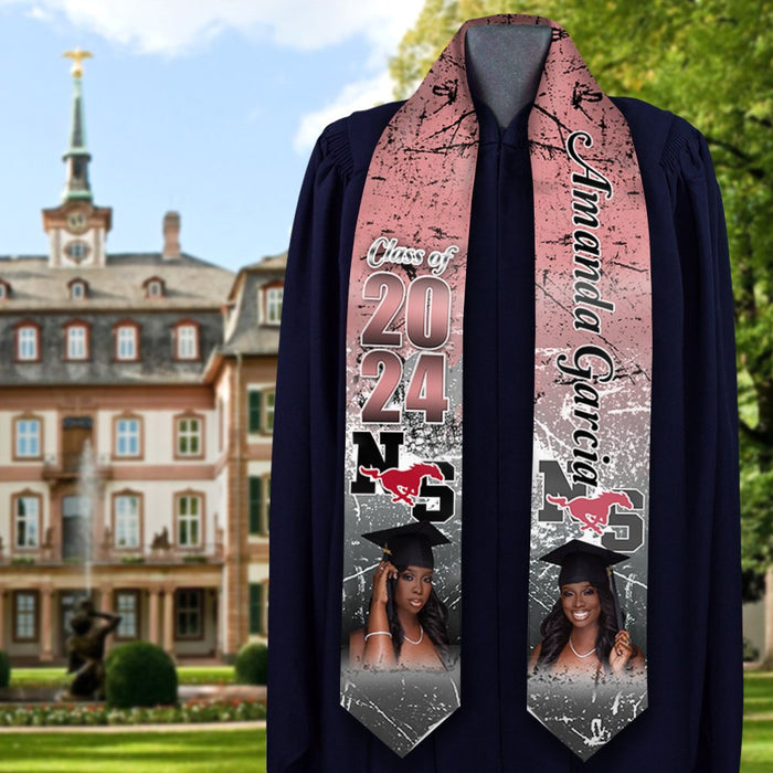 Custom Graduation Stoles/Sash with 2 Images for Class of 2024 - Special Graduation Gift